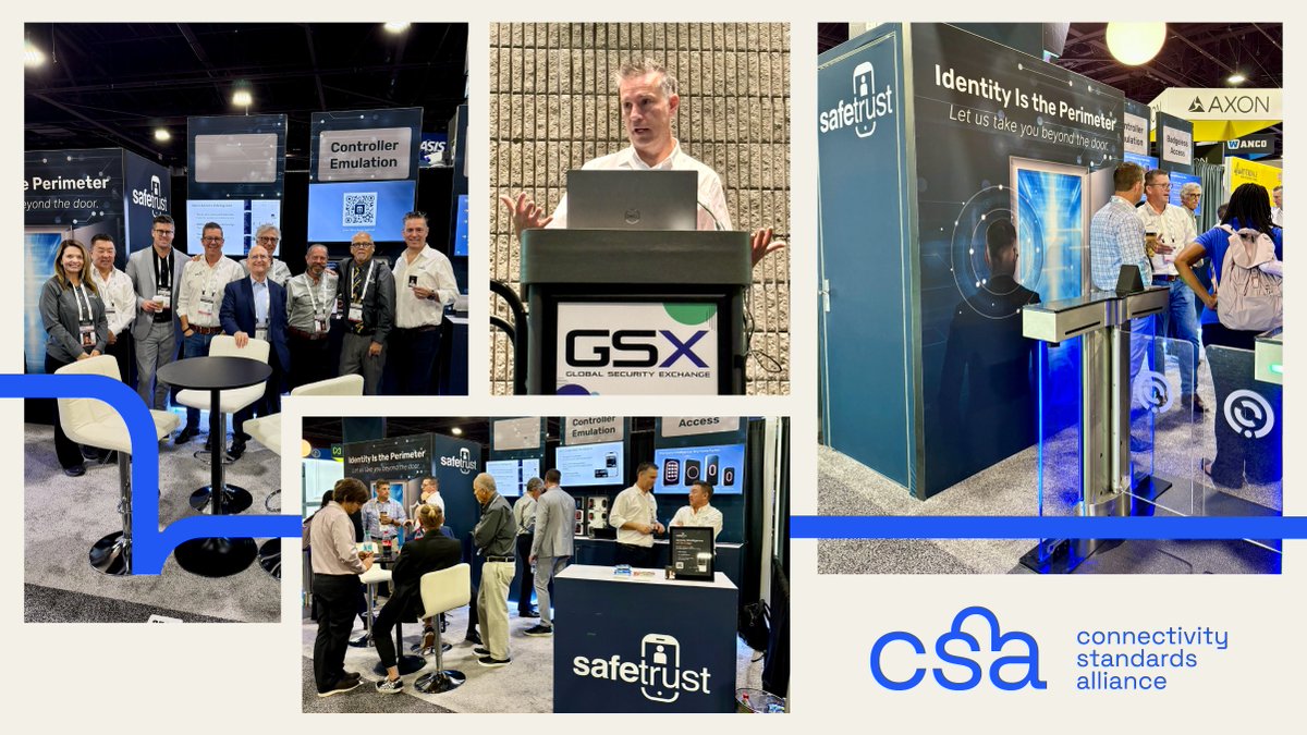 csaiot's tweet photo. Alliance Member Safetrust showcased the potential of #Aliro at #GSX2026 this week!

During his session, Jason Hart explored Aliro use cases and how the standard can help shape the future of interoperable, secure mobile access. The Safetrust team also continued the conversation at their booth throughout the event.

We appreciate Safetrust’s continued support and advocacy for Aliro and their work to help drive awareness and adoption across the access control industry! 👏

#csaiot #standardsmatter #iotsolutions #iotsecurity #globaltech #aliro
