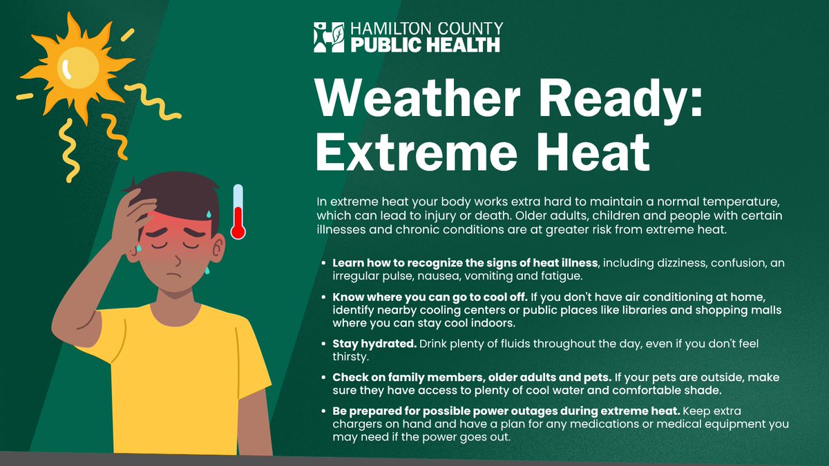 HamCoHealth's tweet photo. Heading to Oktoberfest this weekend?

Stay hydrated (and, no, beer doesn’t count!), take breaks in the shade or air conditioning, check the weather before you go and know the signs of heat illness. Get more heat illness prevetion tips from HCPH here: https://t.co/nFAwGClHIN. https://t.co/Ska4Z7vbo0