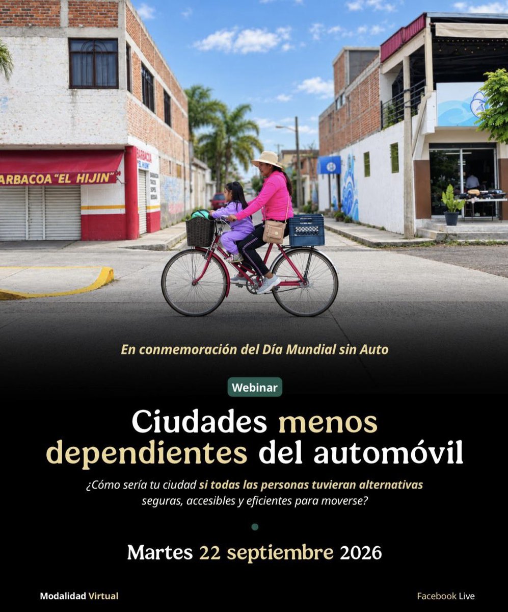 SEDATU_mx's tweet photo. En el marco del #DíaMundialSinAuto queremos invitarles al webinar: Ciudades menos dependientes del automóvil.

Un espacio de diálogo sobre las alternativas que permiten construir ciudades más accesibles y conectadas.

🗓️22 de septiembre 
⏰10 hrs

⬇️
https://t.co/g9nAQriQbv https://t.co/kyi9po9R6Q