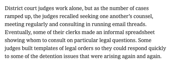 bhweingarten's tweet photo. So if federal judges were coordinating their work in Minnesota in response to President Trump's immigration enforcement efforts, is it a stretch to to think judges are doing the same in signal chats in jurisdictions across the country -- in opposition to disfavored policies and practices? 

The conduct here divulged to the New York Times on the record certainly begs uncomfortable questions like that.

And by the way, should we assume judges are taking appropriate precautions for OpSec in their communications, generally?