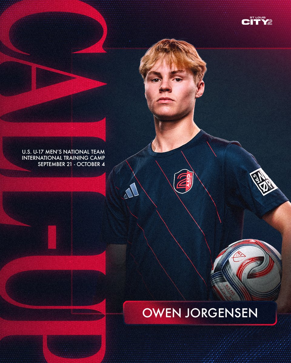 STLCITY2's tweet photo. 𝐑𝐞𝐩𝐫𝐞𝐬𝐞𝐧𝐭𝐢𝐧𝐠 𝐭𝐡𝐞 𝐛𝐚𝐝𝐠𝐞 🇺🇸

Owen Jorgensen has earned his first call-up to the U.S. U-17 Men’s National Team for their upcoming international training camp in San Pedro del Pinatar, Spain. 

🗞️ https://t.co/ZhT4YQf4i1 https://t.co/Q2v0GlbKgH
