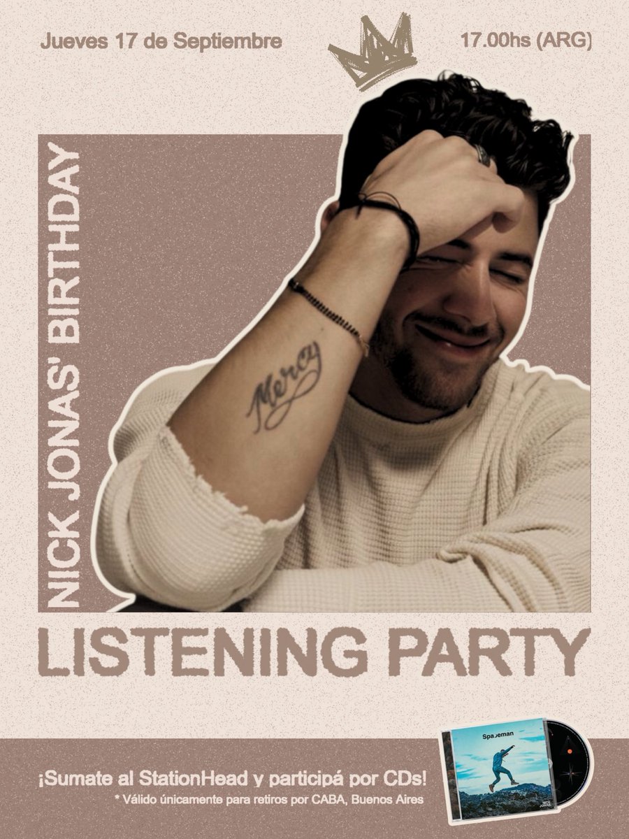 jobrosarg05's tweet photo. AL AIRE 🔛🔉 - Sumate en StationHead a festejar el cumple de @nickjonas y por qué no? ganarte unos cds también 💿 

https://t.co/eG2aQv3klp 
@UMArgentina https://t.co/cK6AcAll1B
