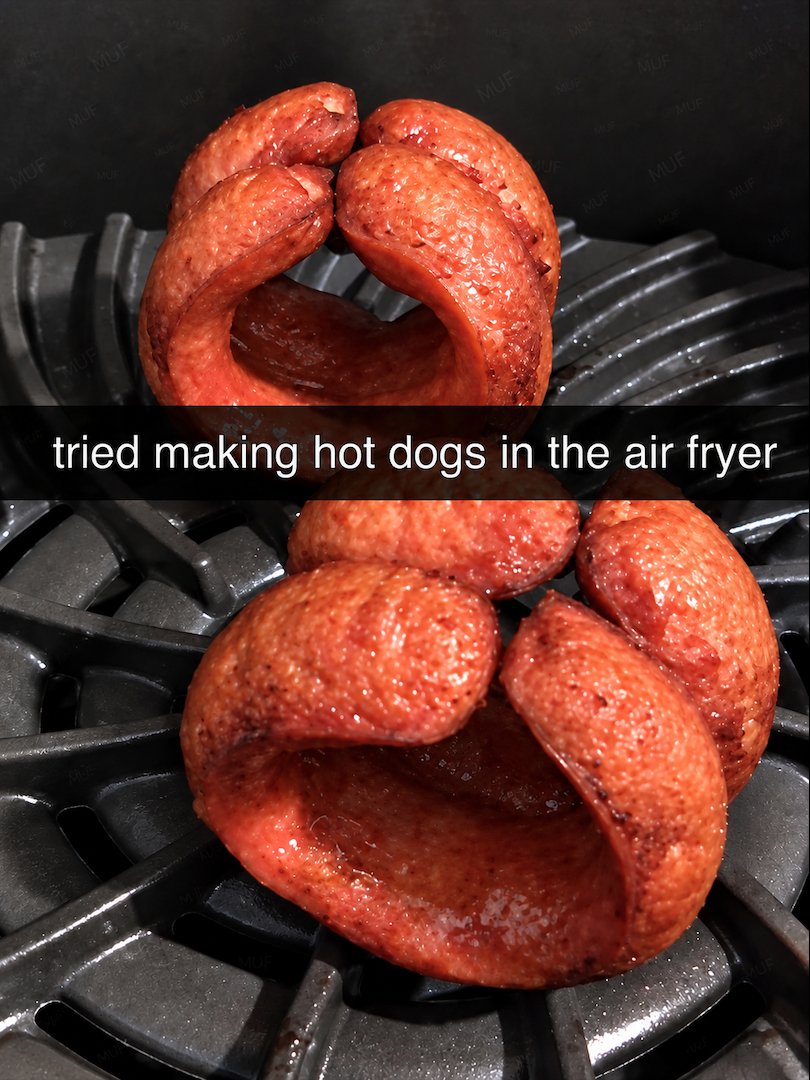 messedupfoods's tweet photo. air fryer hotdogs https://t.co/JV5ZKa1O8o