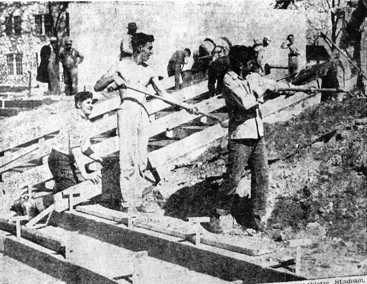 BonduelBears's tweet photo. #tbt to #1940's &amp; our last @TMobile post. Marvin Klosterman (link) at a #SeniorBreakfast tells how he &amp; #BonduelBears helped construct Rush Niles field &amp; WE FOUND A PHOTO OF THAT MOMENT! #BearsCan #AlwaysABear #bettertogether #FN5GL #Entry
Link to video: https://t.co/b2cxzDFyRH https://t.co/QRadJz3QTq