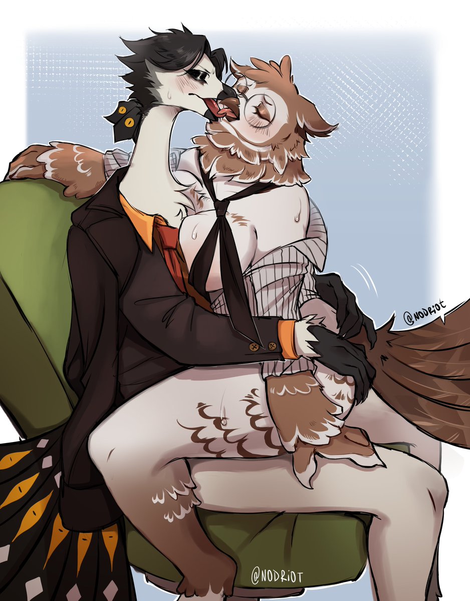 yourfavismarked's tweet photo. Lazav has plenty of favourites at the office. Becoming one is seldom hard, praise goes a long way, competency even more so.
You're going to have to learn to love that beak however, he insists on the kiss.

A little gift I got my friend Wirey long ago but forgot by @TruE_Nodriot https://t.co/VfYh8zPvJ4