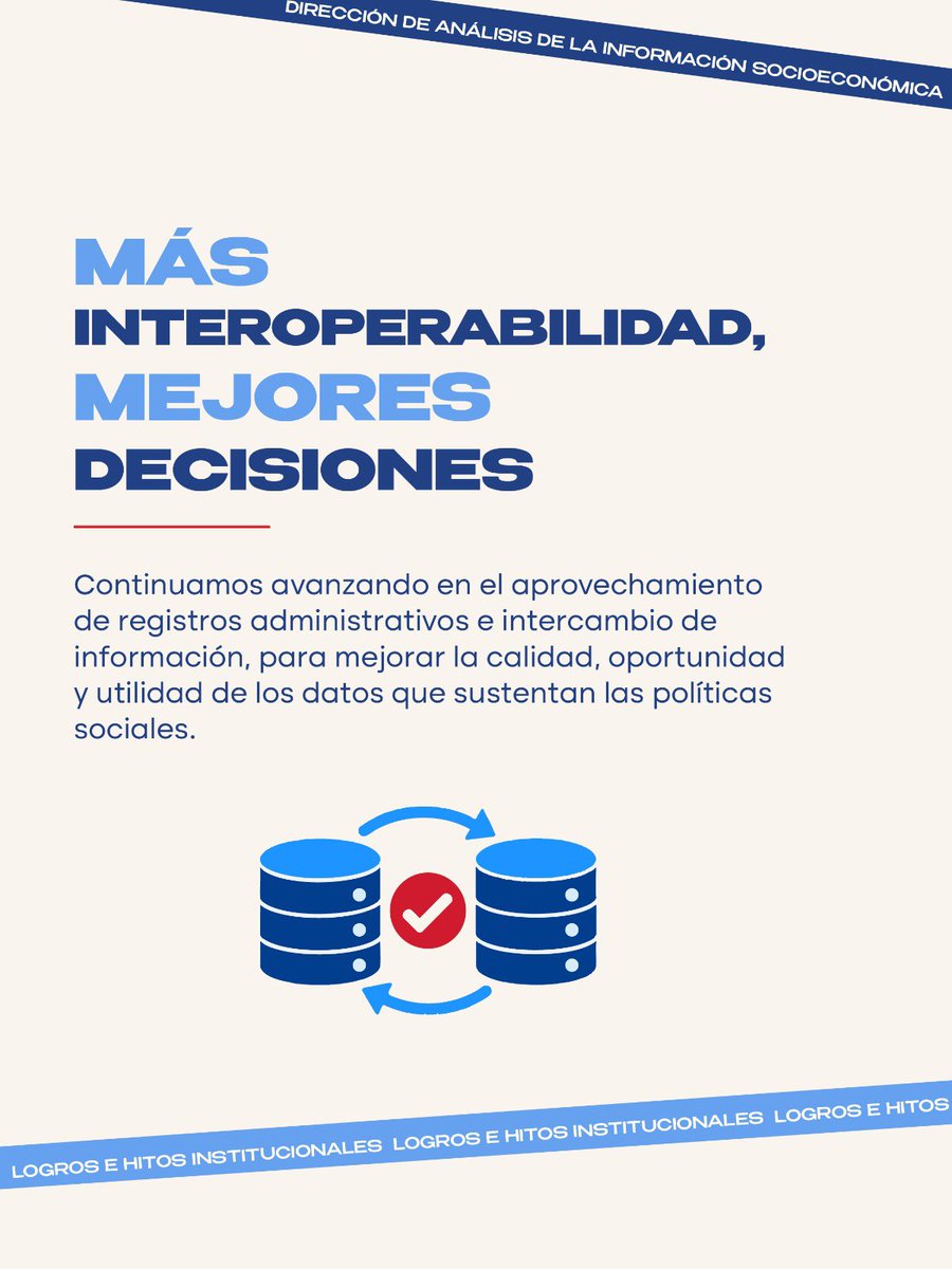 SiubenRD's tweet photo. Más datos, más innovación y más capacidades para fortalecer la protección social📊🎉

Conoce los logros de nuestra Dirección de Análisis de la Información Socioeconómica, que nos permiten seguir avanzando hacia un Registro Social más integrado.

#SIUBENRD #22Aniversario https://t.co/1eqqBw30oD