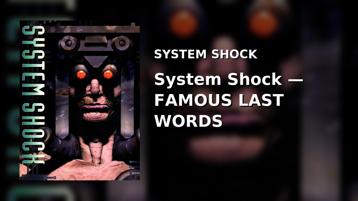 Duckblade's tweet photo. 🔴 LIVE NOW!

🎮 System Shock
System Shock — FAMOUS LAST WORDS

🔴 Twitch: https://t.co/WEBEHcYTpl
▶️ YouTube: https://t.co/jmShIHpW0m https://t.co/FsQ6gYrm2J
