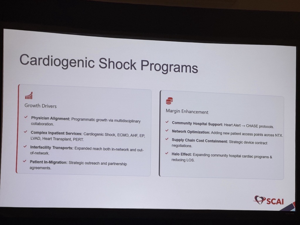 SCAI's tweet photo. @Babar_Basir A shared vision can help build a stronger #CardiogenicShock program.

At #SCAISHOCK, Andrea Daniels, RN, MSN, explores how physicians and health system leaders can work together to build institutional support, secure resources, and advance their shock programs. https://t.co/6aMVO1drl5