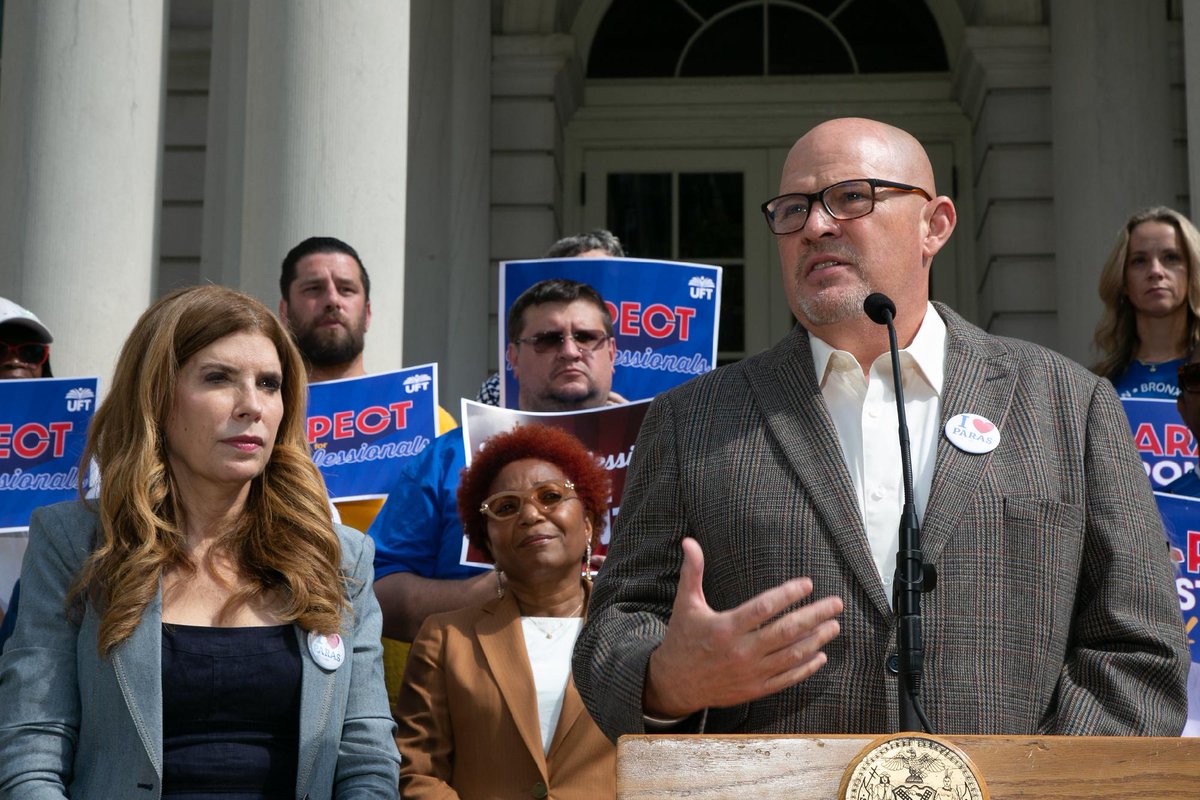 UFT's tweet photo. This morning, the UFT and City Council urged the city to drop the lawsuit against the RESPECT check. Schools are under too much stress due to paraprofessional vacancies - 8,000+ vacancies and growing. Thank you @‌SpeakerMenin and all our allies on the Council for standing firm on the RESPECT check.

But let’s be clear: the RESPECT check legislation that the City Council passed unanimously is still a law. The court system has not issued an injunction to pause our legislation, so paraprofessionals can still expect to receive their first payment in January.

We will continue to support this law and to use collective bargaining to fight to get paraprofessionals the permanent compensation they deserve. #TimeForRESPECT