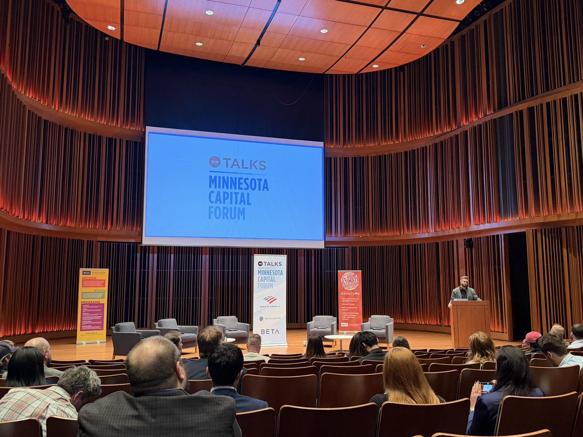 GreggMast's tweet photo. .@CleanEnergyMN is excited to be attending @TCBmag Minnesota Capital Forum this afternoon @Macalester. Looking forward to VC updates &amp; discussing how we all can further support startups &amp; innovators to grow &amp; strengthen MN’s economy. https://t.co/pMjl4SxQgF
