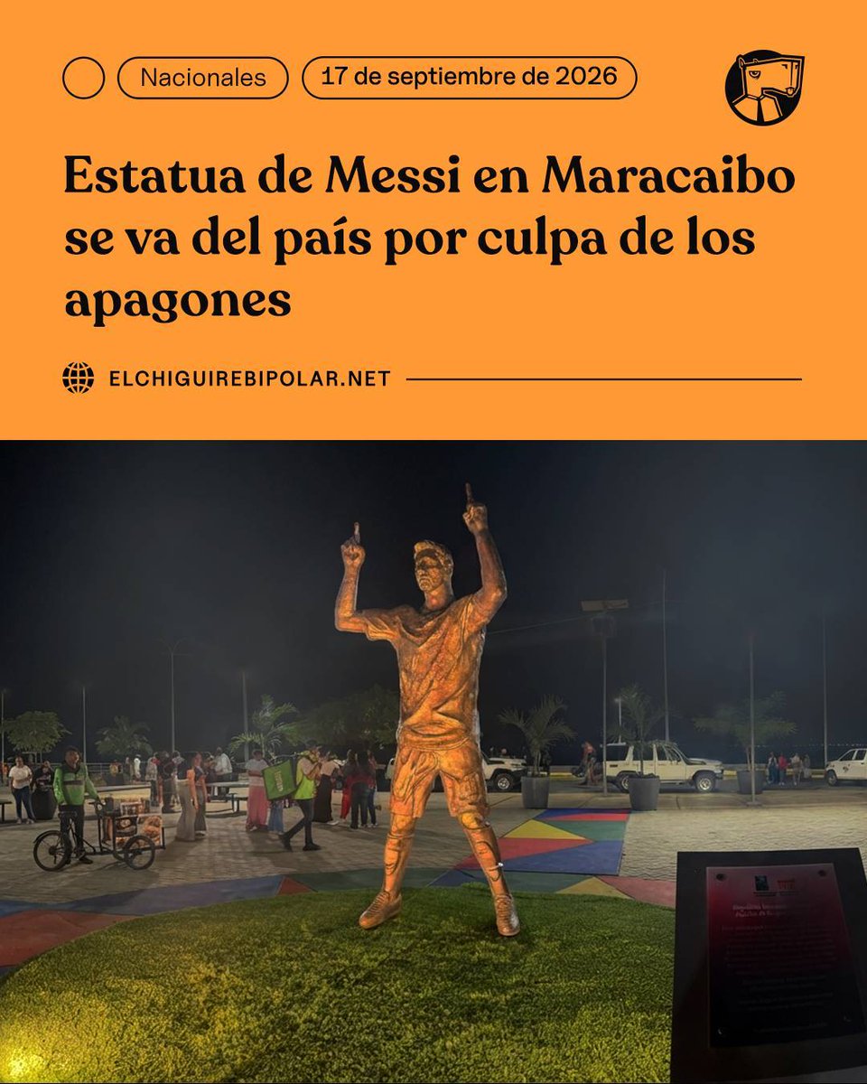 ChiguireBipolar's tweet photo. Estatua de Messi en Maracaibo se va del país por culpa de los apagones https://t.co/UMFOCB8uVv https://t.co/XcKjpmDXlx