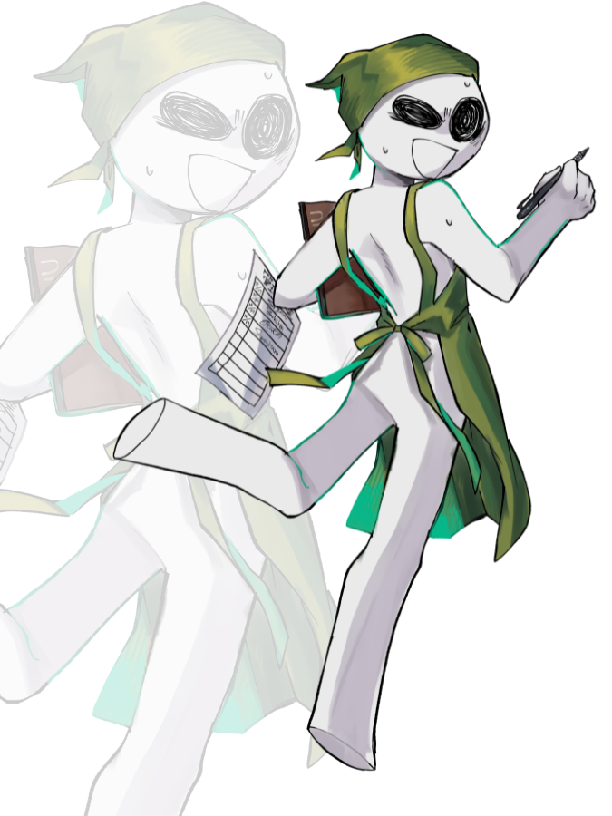 Maid_on_Parry's tweet photo. 等身大パネル用イラスト【8/17】
-オツキン-

(多分)常識人枠の沼！オツキン！
多忙で若干キレかかっている表情がオツキンらしいですね！
背中のラインがふつくしい……

illustration by
側頭葉(@Uso_8oooooooo)

#Maid_on_Parry https://t.co/XUynRR32Bk