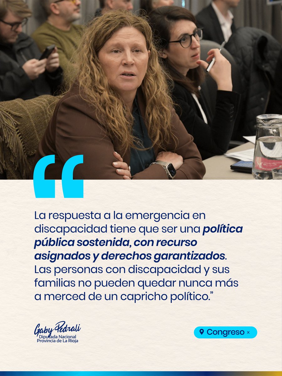 GabyPedrali's tweet photo. Cuando el Gobierno nacional vetó la emergencia en discapacidad, me reuní con las familias y los prestadores de La Rioja y llevé ese reclamo al Congreso. Acompañé la ley y voté para rechazar el veto.

Están en juego los tratamientos que sostienen la vida cotidiana de miles de familias, y voy a dar la pelea para que esos derechos se cumplan todos los días.