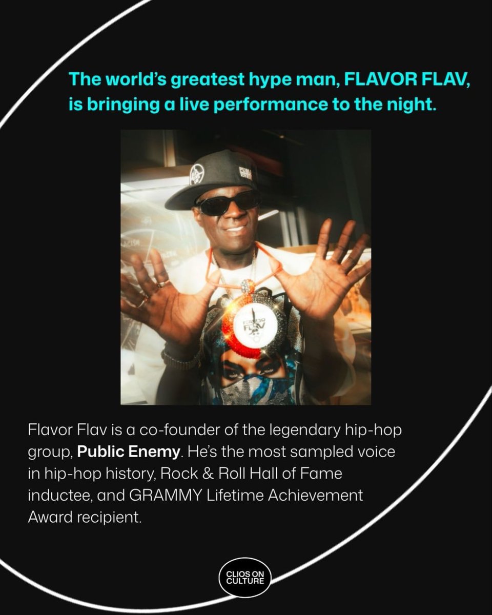 thhmuseum's tweet photo. Clios After Dark on September 22 at 6 PM 🎧

Cocktail hour featuring music by Hip Hop pioneer Kool DJ Red Alert, whose legendary radio career helped bring Hip Hop to wider audiences, alongside Toronto DJ and Twitch favorite Alley Kay with a special performance by Flavor Flav of https://t.co/o24lliKma0