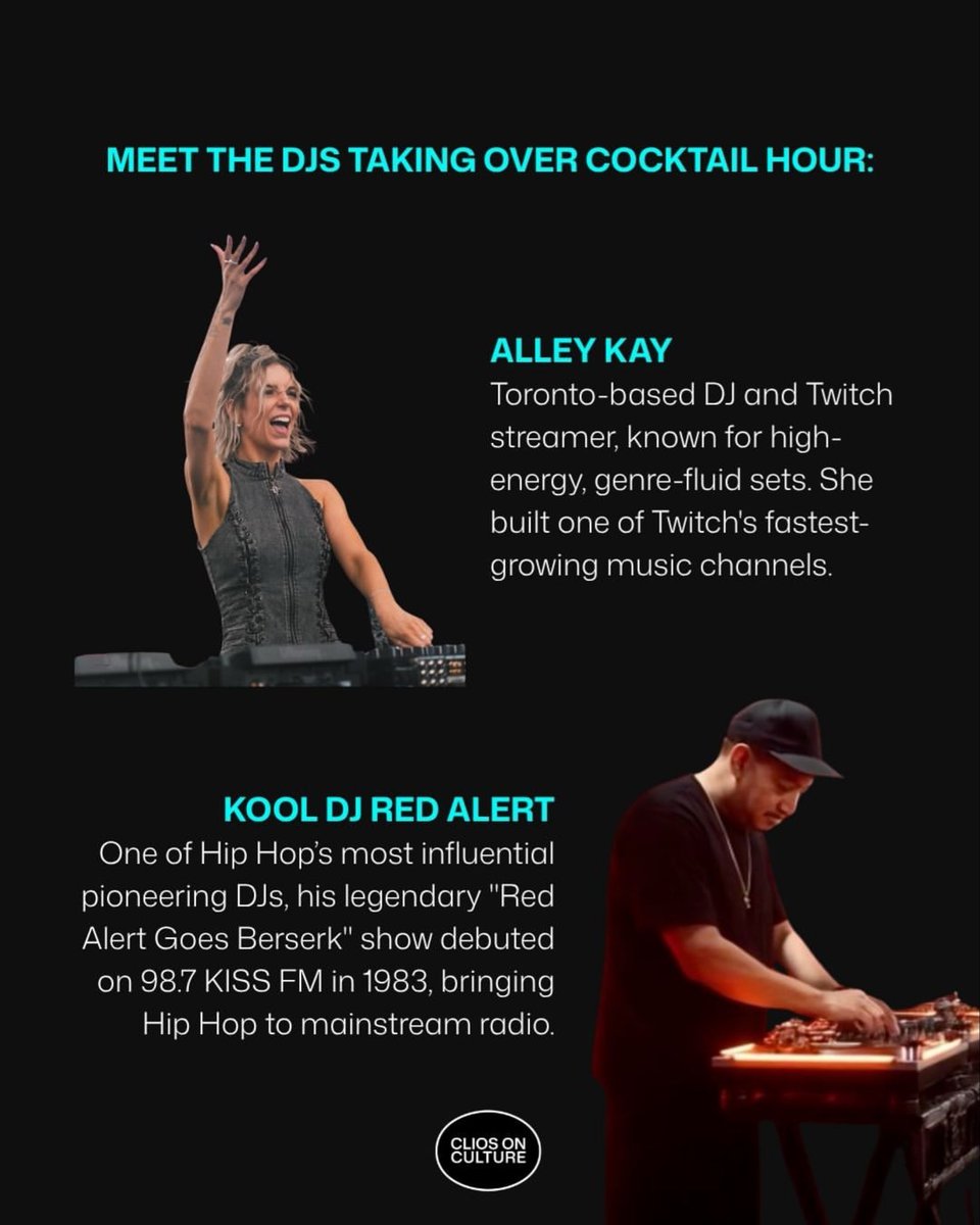 thhmuseum's tweet photo. Clios After Dark on September 22 at 6 PM 🎧

Cocktail hour featuring music by Hip Hop pioneer Kool DJ Red Alert, whose legendary radio career helped bring Hip Hop to wider audiences, alongside Toronto DJ and Twitch favorite Alley Kay with a special performance by Flavor Flav of https://t.co/o24lliKma0