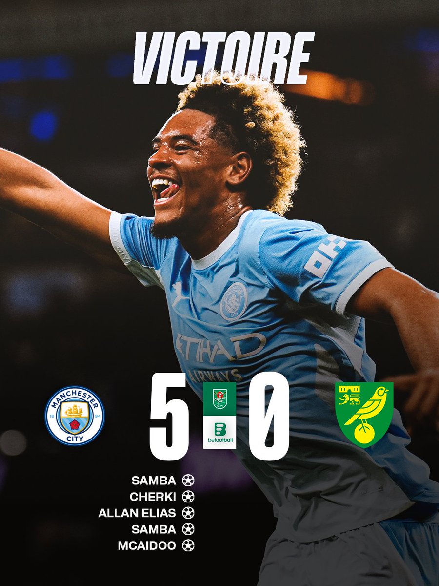_BeFootball's tweet photo. 🚨🚨 MAN CITY CORRIGE NORWICH AVEC UNE JEUNESSE QUI RÉPOND PRÉSENT !!!! 🤩🩵

FLOYD SAMBA 🇩🇪 (2009) DOUBLE BUTEUR POUR SES DÉBUTS EN PRO ⚽️⚽️

CHERKI 🇫🇷 BUTEUR ⚽️
BOUADDI 🇲🇦 PASSEUR 🎯 https://t.co/MRBwBvHATp