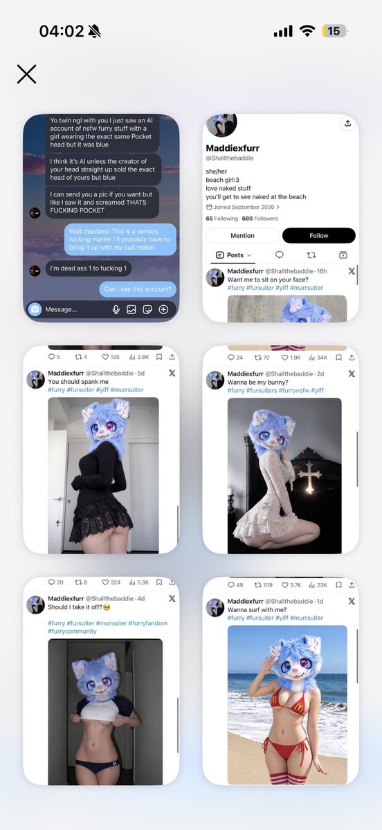 _WOODFISH's tweet photo. I am the original creator of this fursuit head.
An account stole my work, AI‑recolored it, and reused it on explicit accounts to deceive followers for profit. This is a serious copyright violation.Please stand against this and do not be misled. 🥲 https://t.co/I4SnfmqKDa