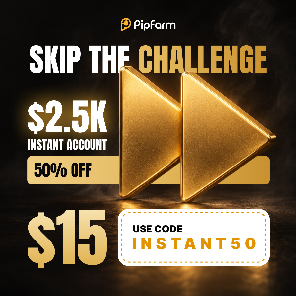 thepipfarm's tweet photo. ⏩ Instant Funding — 50% OFF, code INSTANT50
=> Skip the challenge, get funded from day one
=> Weekly payouts, up to 99% profit share
=> $4.3M+ paid to 1,000+ funded traders
=> Clear, trader-friendly rules