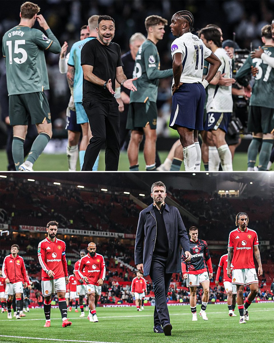 ESPNUK's tweet photo. Tottenham and Manchester United are the only two Premier League ‘Big Six’ clubs who didn’t make it past the third round of the League Cup 😮‍💨 https://t.co/cI3fC8vBdP