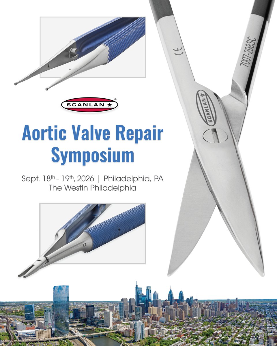 ScanlanInc's tweet photo. Heading to the North American Aortic Valve Repair Symposium in Philadelphia?

Stop by and visit Scanlan to explore precision instruments trusted by cardiac surgeons worldwide. From delicate valve repairs to demanding cardiac procedures, precision matters. https://t.co/sLdDCI73TT #AVRS2026 @AVRS2026