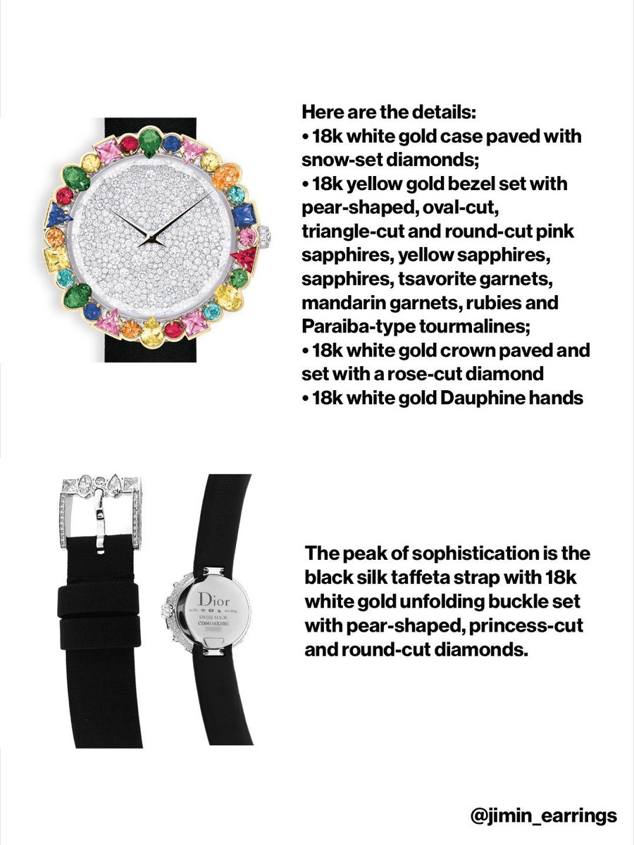 jiminticaI's tweet photo. omg, jimin’s watch is genuinely one of the most beautiful pieces i’ve ever seen!! approximately price is €220,000 🫡
cr. jimin_earrings https://t.co/4EK75izB6C
