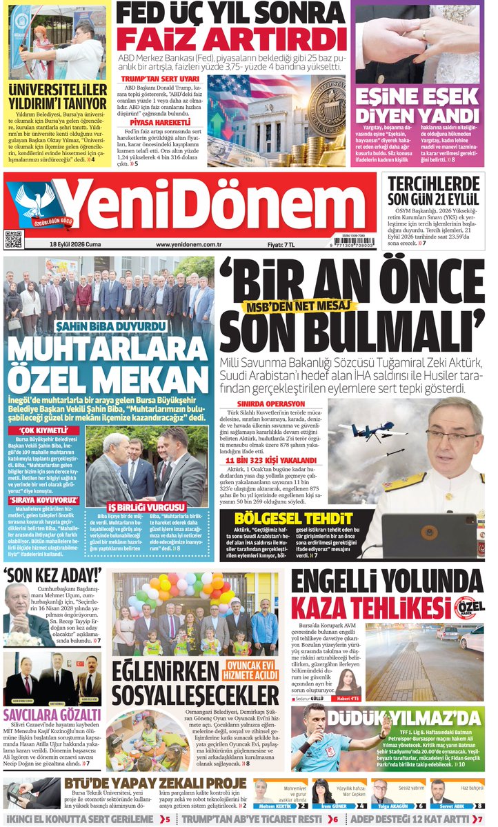 burhankaya3's tweet photo. 18 EYLÜL 2026
YENİDÖNEM GAZETESİ
https://t.co/YXhTvNUypH
@bursabuyuksehir @inegolbld @OsmangaziBLD @YildirimBld https://t.co/diVy3AOIJU