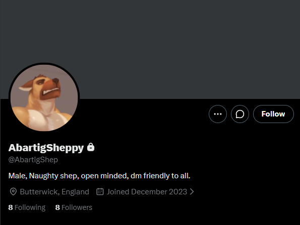hoofcritter's tweet photo. @AbartigShep @PartDoggo very interesting that an account that's been empty since 2023 and followed nothing but porn and pedo accounts suddenly became really active to poorly defend someone from pedo allegations and then privated https://t.co/j3L4D1LRDU