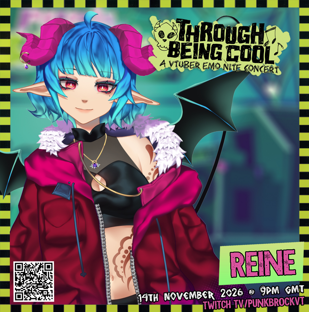 ReineVT's tweet photo. 【 announcement 】

the year's not done and neither am i! c':<

so hyped to share that i'll be performing in brock's through being cool emo night concert! i was BUILT for this guys so mark your calendars and stop by to catch the show! 🤘

🗓️ saturday, november 14
⏰ 3pm CST / 1pm PST / 9pm GMT
#throughbeingcoolvt
