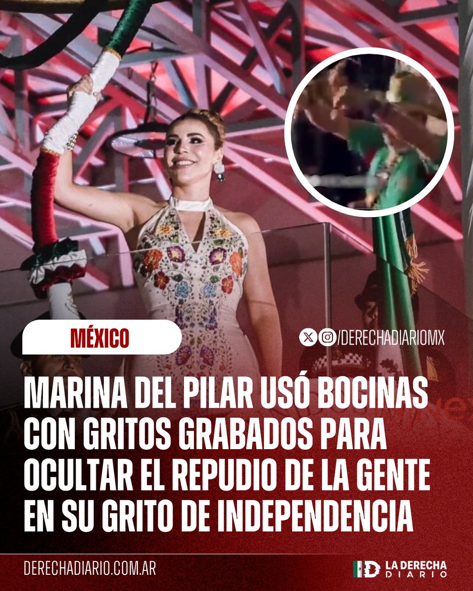 DerechaDiarioMX's tweet photo. 🚨🇲🇽 | TREMENDO FAIL: La morenista Marina del Pilar utilizó bocinas con gritos de apoyo pregrabados para ocultar el repudio de la gente durante la celebración del Grito de Independencia en Baja California. https://t.co/znd0NznnHA