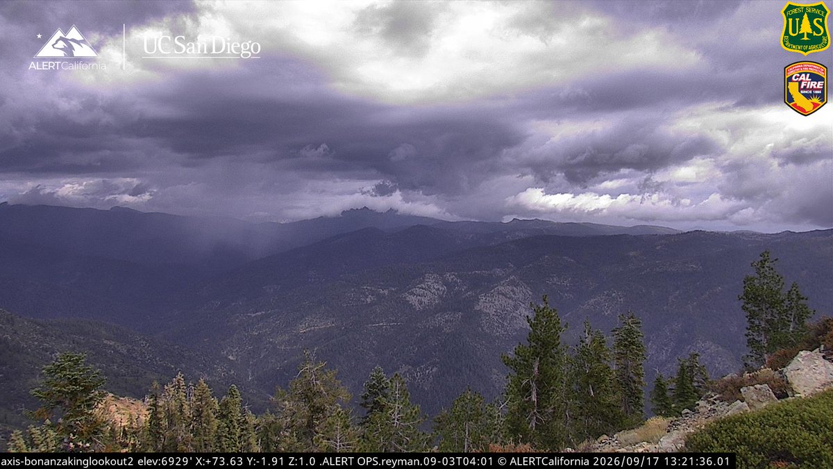 Showers over the northern mountains from alert california camera