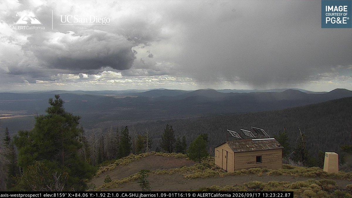 showers over the southern cascades from the alert California camera