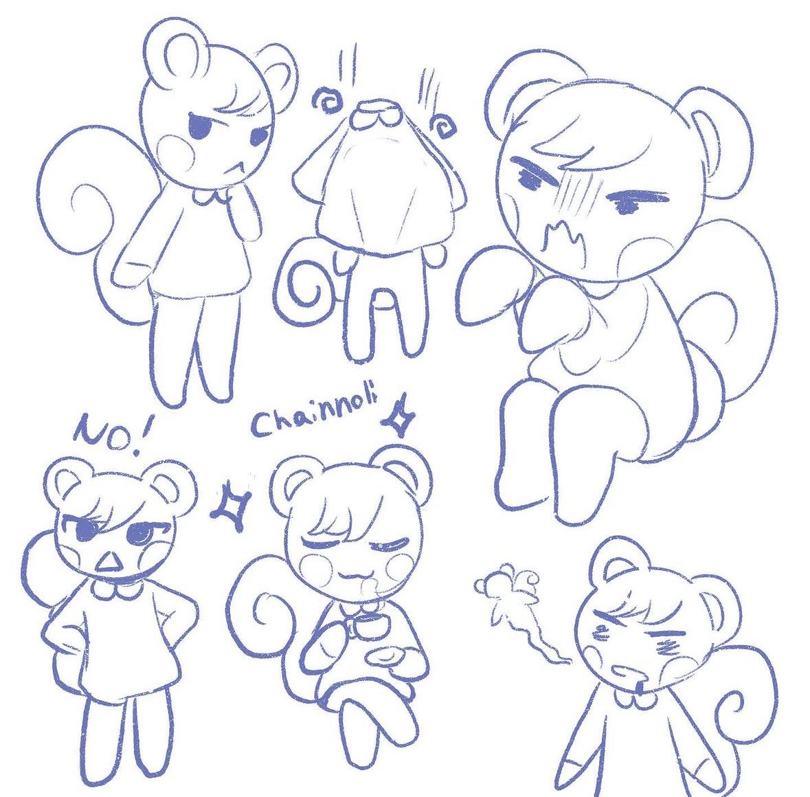 chainnoli's tweet photo. Been playing AC with my friends and found some old doodles hehe I wanna draw our avis next https://t.co/1HcIgIUDyG