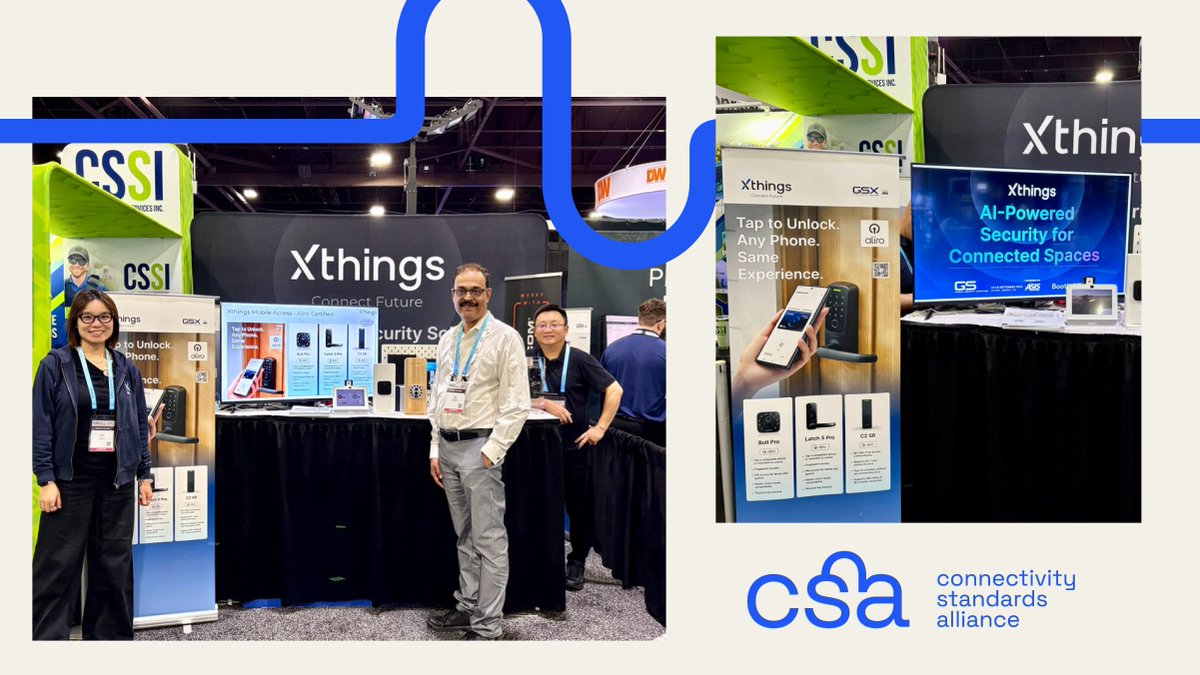 csaiot's tweet photo. Alliance Member @XthingsGroup showcased #Aliro in action at #GSX2026!

At their booth, the Xthings team demonstrated how Aliro can help create a more consistent, interoperable digital access experience across mobile devices, wallets, and connected access products, with a special focus on their @ULTRALOQ smart access portfolio.

It was great to see Xthings highlighting the possibilities of open standards across smart access with Aliro and connected devices with #Matter!

#csaiot #standardsmatter #iotsolutions #iotsecurity #globaltech #aliro