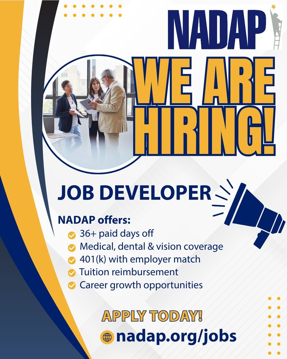 NADAP_org's tweet photo. NADAP is looking to hire a Job Developer in Nassau County to conduct field work for business and job development!

Required: Bachelor’s Degree, 3+ yrs related experience, and Mon-Fri 9-5 (In-Office + Local Field Travel)

Apply now: https://t.co/RMbnLq8sIH https://t.co/KPUBWJlMrH