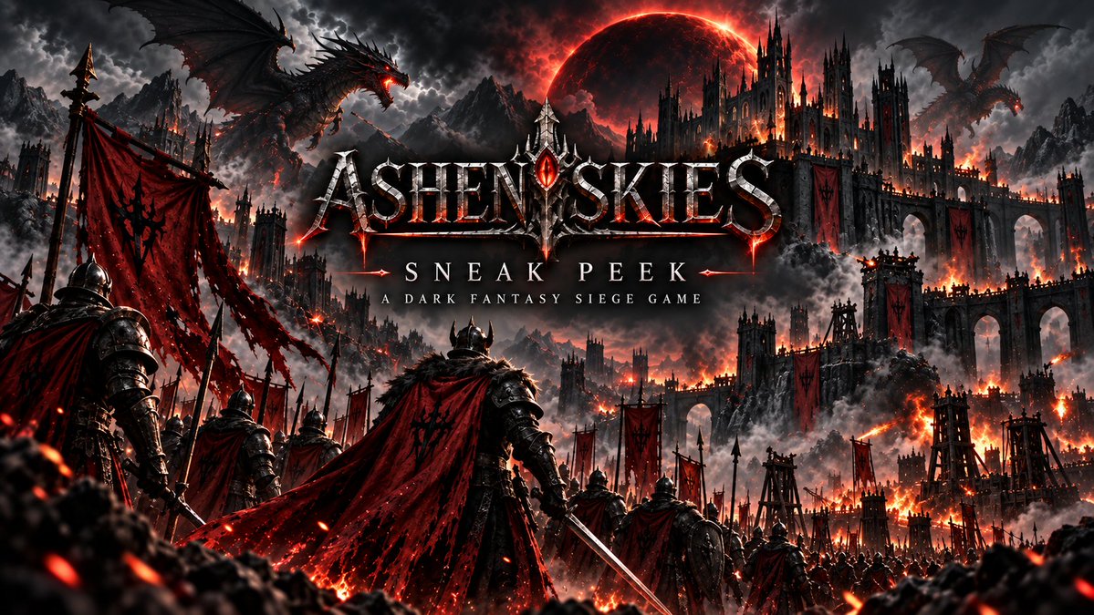 AshenSpireGames's tweet photo. ASHEN SKIES — Gothic dark-fantasy siege game in UE5.
Burn, Break, Conquer. ⚔️🐉
4v4: play as Commander or Captain. Play as a Titan Dragon.
From Ashen Spire Games.
Follow for dev updates.
#DarkFantasy #UnrealEngine #IndieGame #Gothic https://t.co/dJd61GDLCr