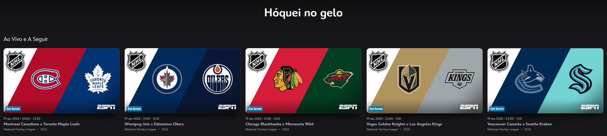 LucasHanashiro's tweet photo. E eles já estão lá 😁

A partir desse sábado (19) você pode acompanhar os jogos da pré-temporada da #NHLnaESPN no plano premium do Disney+! E na próxima semana já conseguimos confirmar as nossas primeiras transmissões em português da temporada 2026-27 pra vocês 🙂 https://t.co/fhc0FzXGDa