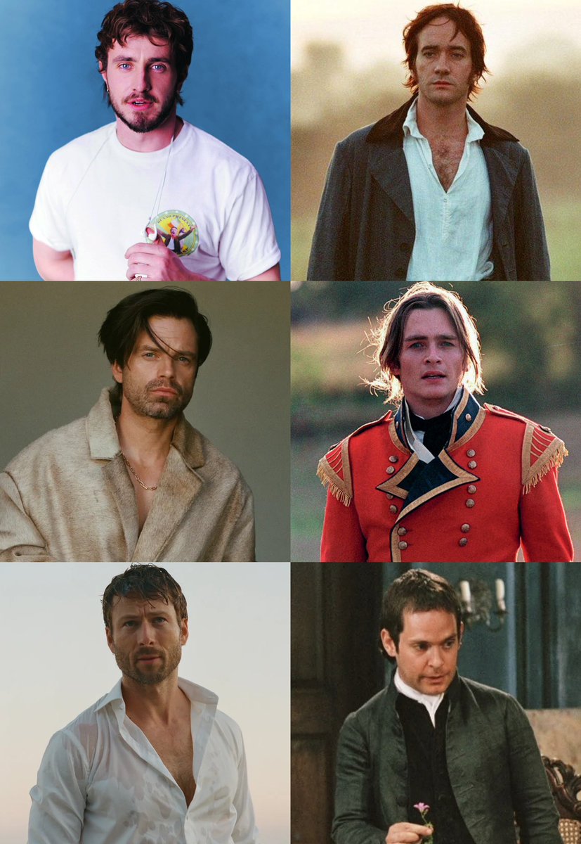 FilmUpdates's tweet photo. Daisy Edgar-Jones when asked to pair her co-stars with Jane Austen men:

• Paul Mescal as Mr. Darcy
• Sebastian Stan as Wickham
• Glen Powell as Mr. Collins

(Via @betchesluvthis) https://t.co/G2DUR7WTDv