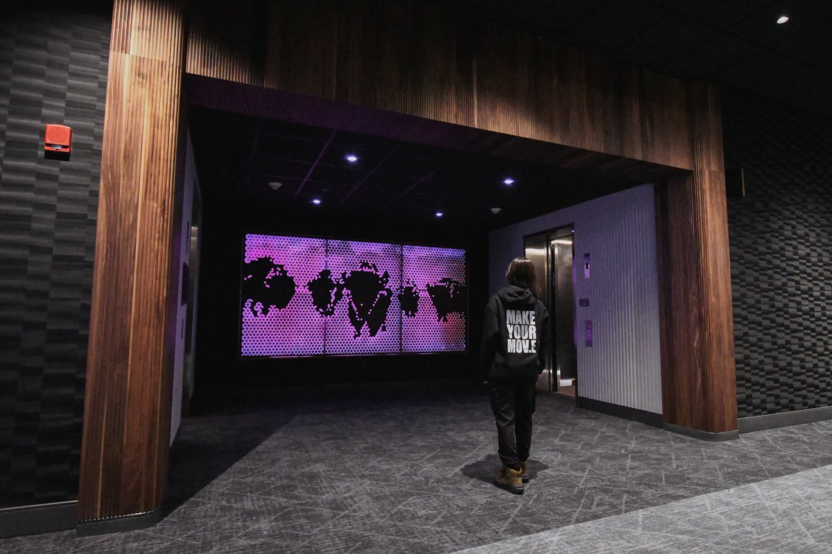 RIT_GovComm's tweet photo. Bills fan energy will be transformed into a living piece of art through a new installation at @HighmarkStadm co-created by @RIT_artdesign faculty! Charge the Herd is an immersive media installation that uses illuminated geometric screens and responsive lighting animations. https://t.co/HBjNwjwBNH