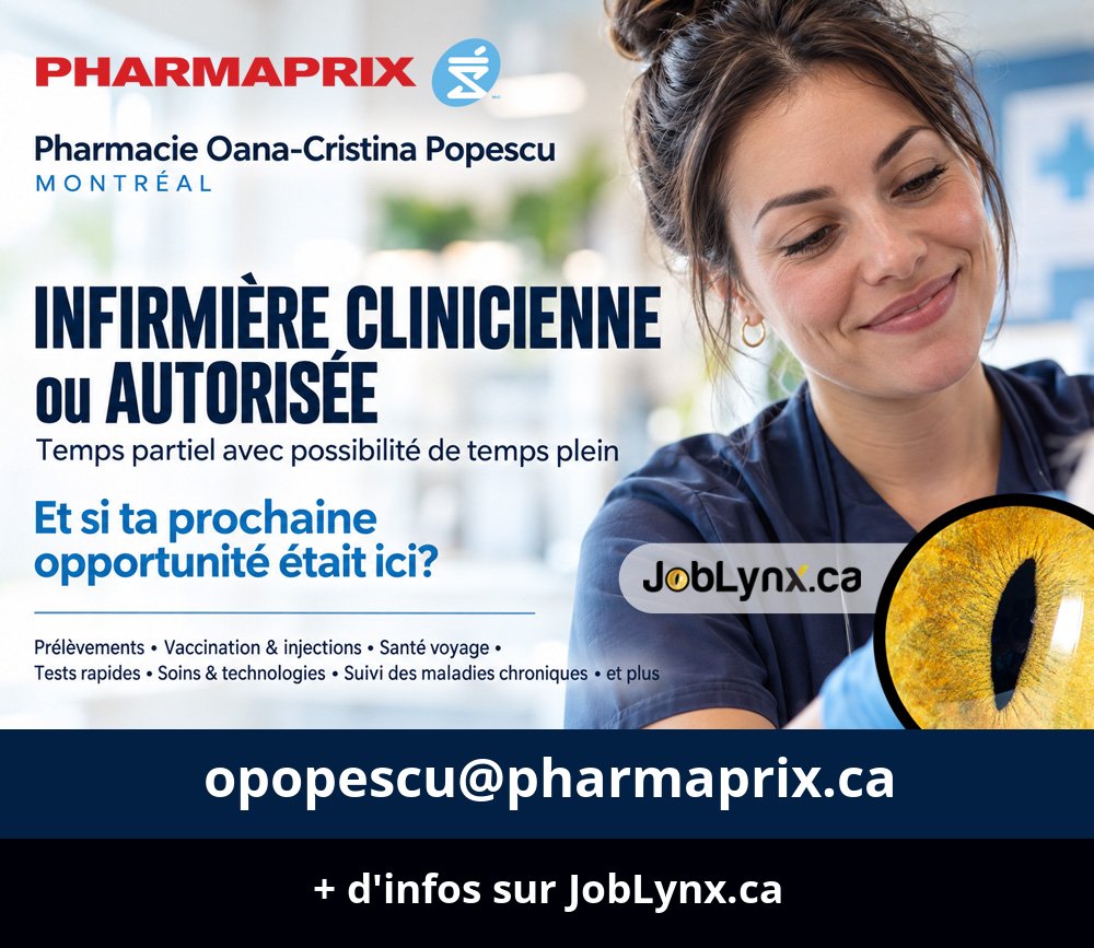 JobLynxCA's tweet photo. https://t.co/yaHr8NKlu7 #Infirmier #Infirmière clinicien(ne) ou autorisé(e) → #Montréal → #Pharmacie Oana-Cristina Popescu
Recrutez avec facilité. Publiez vos offres d'#emploi et trouvez les talents qu'il vous faut. https://t.co/3TeuA7S4bP
#JobLynx #Pharmaprix #job #nurse https://t.co/MMnBIV0jT4