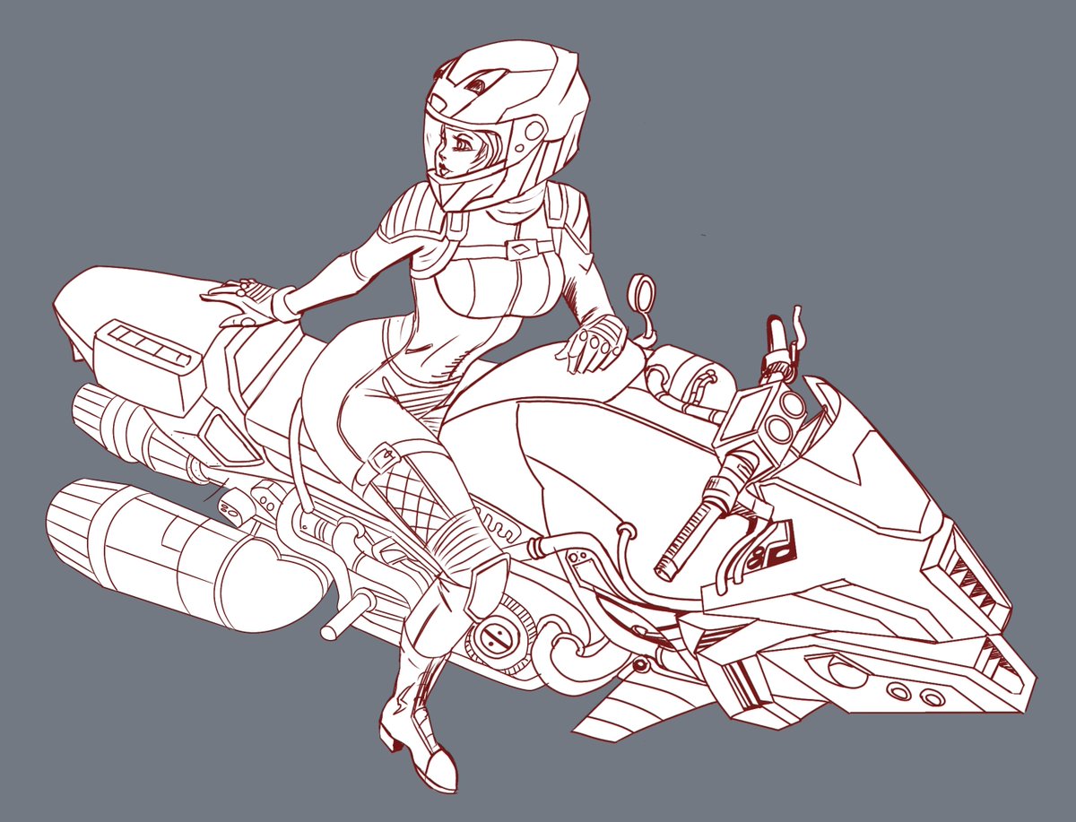 TheArtofAtom's tweet photo. A futuristic motorcycle and rider. #animedrawing #sketch #digitalart https://t.co/Pl0GRxCKEJ
