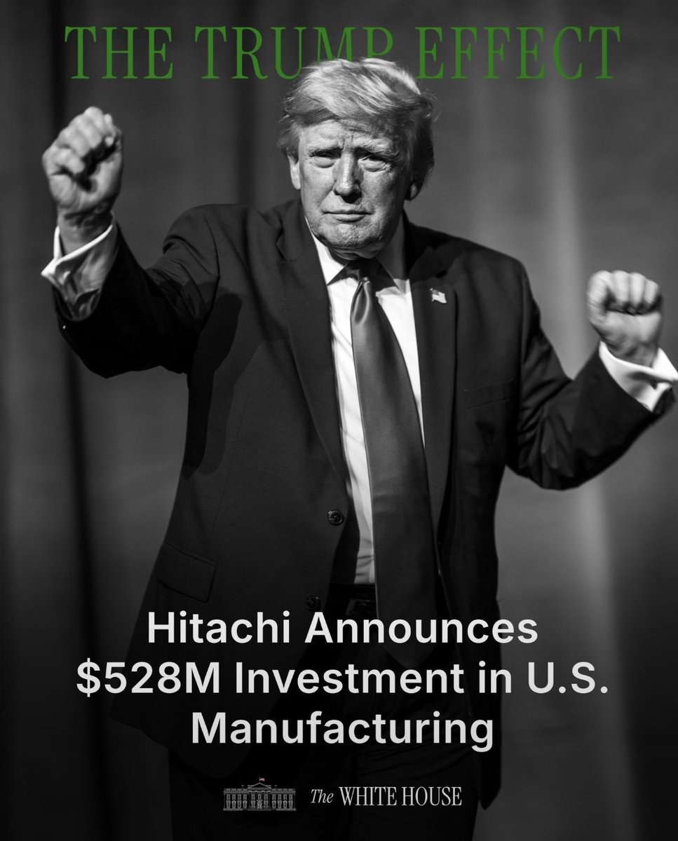 may_mail_man's tweet photo. More U.S. manufacturing means stronger supply chains and more American jobs.
@Hitachi's largest single investment in the U.S. to date brings American manufacturing commitment to around $1.5 billion.🇺🇸 https://t.co/Thin29HwPv
