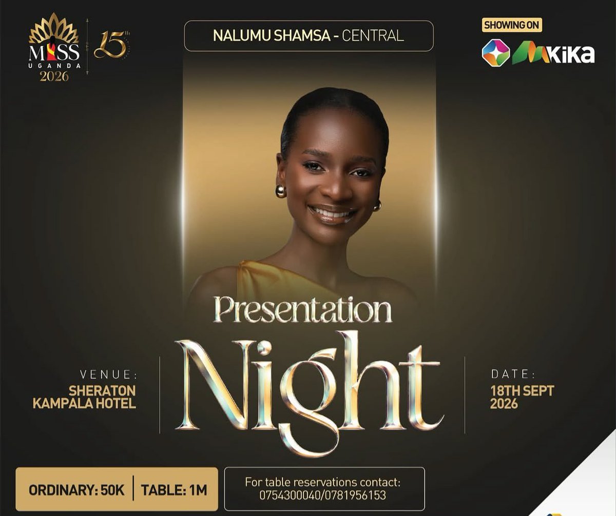 MusikaDero's tweet photo. NALUMU SHAMSA   for Miss Uganda 🇺🇬  ( presentation  Night   at SHERATON KAMPALA HOTEL  18th September 2026  ] https://t.co/kZzex0KewB