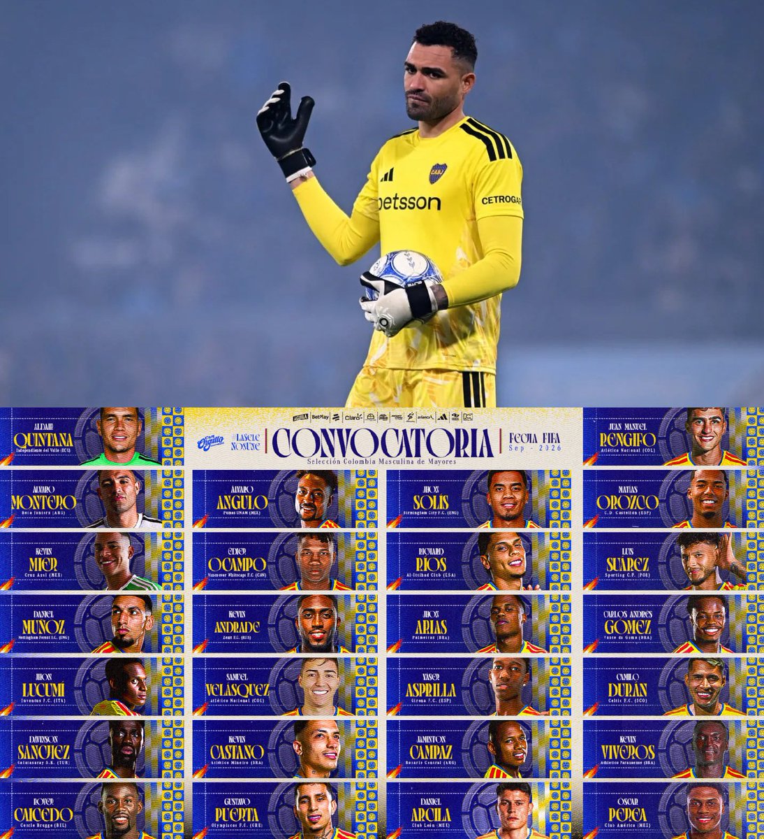 la12tuittera's tweet photo. 🚨AHORA | ÁLVARO MONTERO FUE CONVOCADO PARA LA SELECCIÓN COLOMBIA.

❌Se PIERDE los partidos vs Racing (4tos #CopaArgentina) y Unión por el campeonato local. https://t.co/xlmaNKaQ8L
