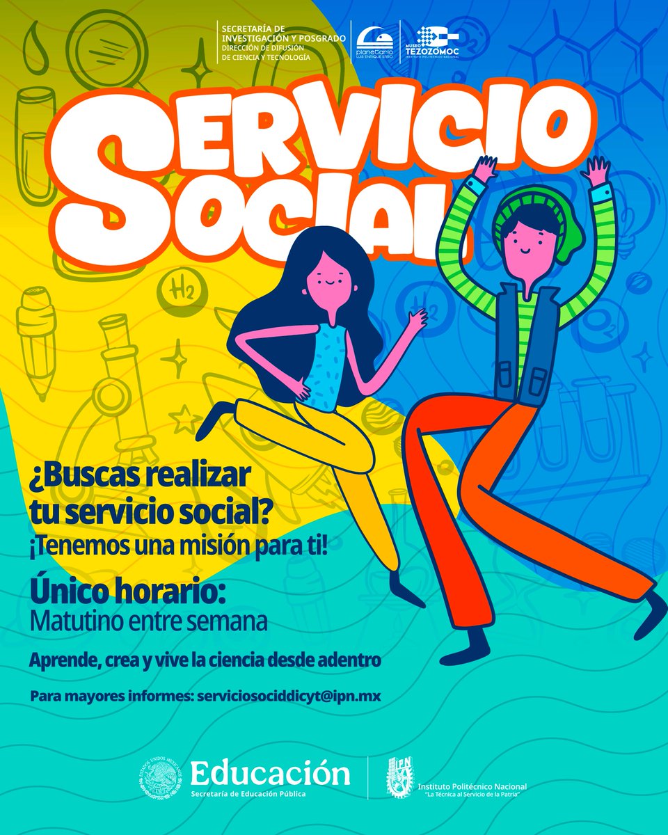 PLEE_IPNoficial's tweet photo. Realiza tu servicio social en el Planetario "Luis Enrique Erro" y vive la divulgación científica desde adentro. 🔬🚀
💡 Aprende nuevas habilidades
🌟 Comparte conocimiento con la sociedad
🕘 Horario matutino entre semana
📩 serviciosociddicyt@ipn.mx
#IPN #PLEE #ServicioSocial https://t.co/IqKpNeZHYA