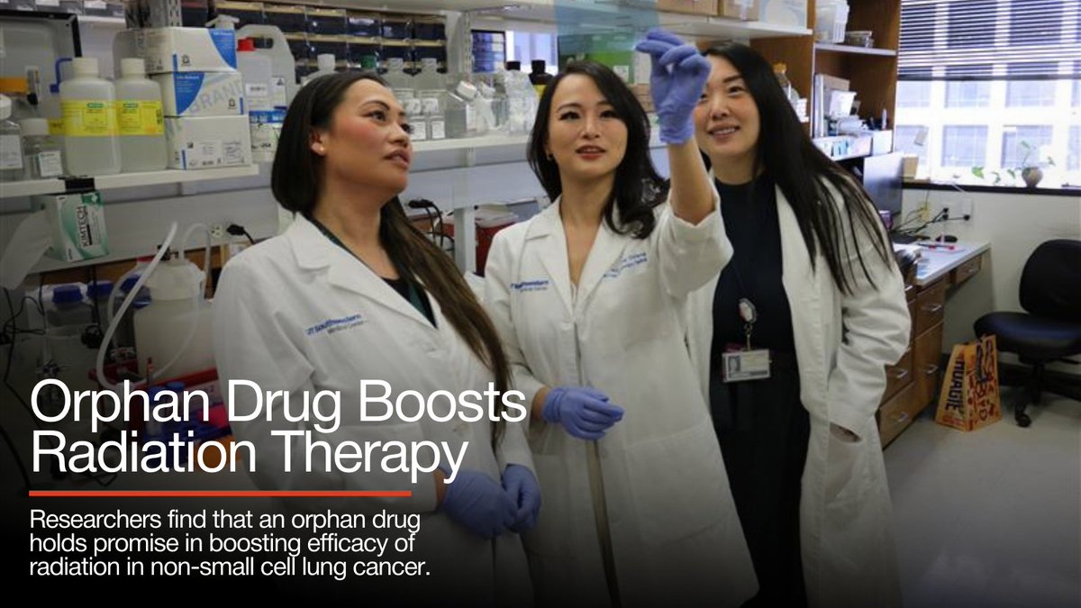 UTSWScience's tweet photo. Lung cancer has long been one of medicine’s toughest opponents. Thanks to a recent discovery, researchers found that an orphan drug holds promise in boosting the efficacy of radiation in non-small cell lung cancer. Learn more: https://t.co/ANCIQt64cK https://t.co/lBqIGHJOjf