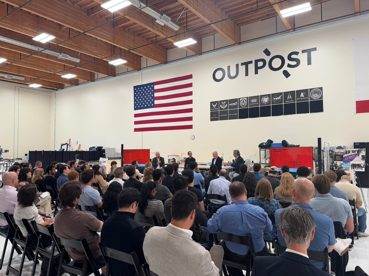 MoonshotsCap's tweet photo. Yesterday at @outpostspace : From Microgravity to Market with Sophia Space and Aero X Ventures (SoCal Deep Tech Week). Packed house. Conversation moderated by Mayor of El Segundo, Chris Pimentel, with  @ImJasonDunn , @UberRob , and @ldmounts .

Getting to orbit is no longer the hard part. Getting things back is. That return leg is what turns in-space production into a market. National goal: 1,000+ launches and reentries a year by 2030 (178 last year).

Thank you to everyone who joined us. 

@kperdew @unleashcraig