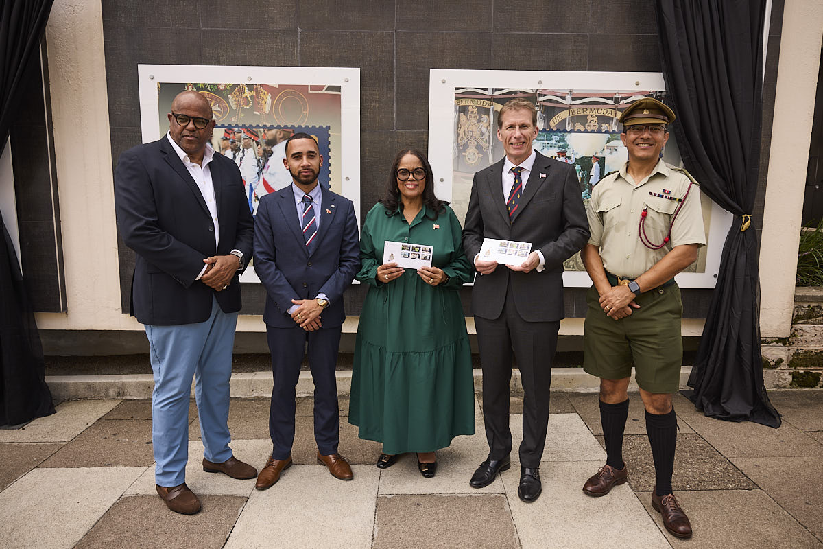 BdaGovernment's tweet photo. The Government has marked the Royal Bermuda Regiment’s 60th anniversary with the release of a commemorative six-stamp collection celebrating six decades of service to Bermuda.

The collection highlights the Regiment’s contributions to emergency response, maritime security, ceremonial duties, training and community service.

Read the full remarks here: https://t.co/9btArCnkvH