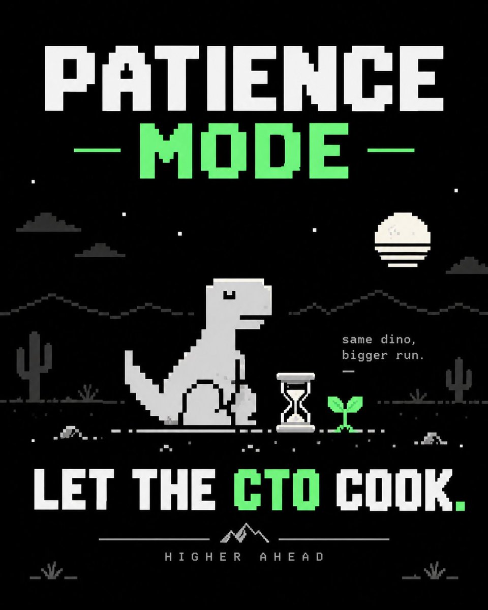 ChromeDinoRH's tweet photo. @Dior100x Let the CTO cook. Let the community grow. Let the Dino run. 🦖 https://t.co/6ZGCqoyWYy