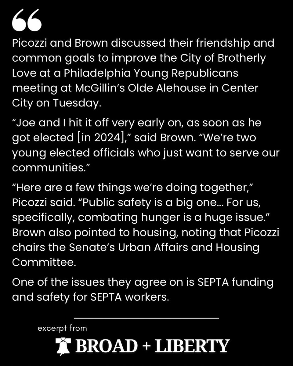 josephspicozzi's tweet photo. Politics works much better when we can disagree without treating each other like enemies. Rep. Amen Brown and I sat down at McGillin’s to talk about where we can work together for Philadelphia, from SEPTA and public safety to education.

@AmenForPhilly @RepAmenBrown https://t.co/GmbFA9Pd3v