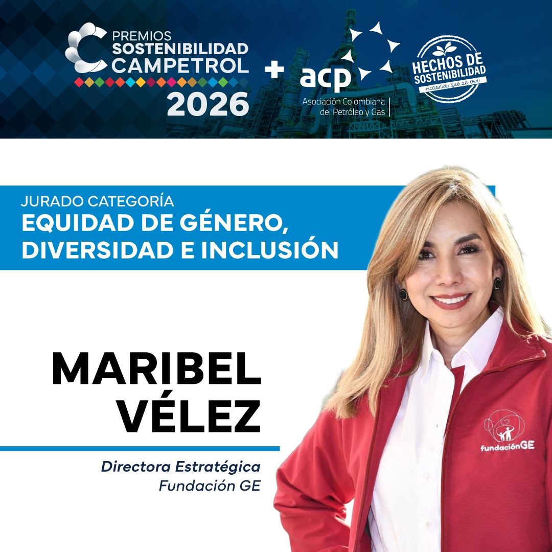 campetrol's tweet photo. ¿Su empresa está impulsando iniciativas que promuevan la equidad de género, la diversidad y la inclusión como pilares para el desarrollo sostenible?

Les presentamos a los jurados que evaluarán la categoría Equidad de Género, Diversidad e Inclusión en esta edición de los Premios de Sostenibilidad CAMPETROL 2026:

- Maribel Vélez Riaño, Directora Estratégica de la Fundación GE.
- Alejandro Linares Cantillo, Socio (Partner) de Pérez-Llorca Colombia S.A.S.
- Carlos Eduardo Machado, Gerente General de Maurel et Prom Colombia.

Líderes que, desde el ámbito social, empresarial y jurídico, han promovido entornos más diversos, equitativos e inclusivos. Su experiencia será fundamental para reconocer aquellas iniciativas que están generando oportunidades, cerrando brechas y contribuyendo a la construcción de organizaciones más representativas y sostenibles.

📢 Aún está a tiempo de postular su iniciativa.
⏳ La convocatoria estará abierta hasta el 26 de septiembre.

Reconozcamos juntos los proyectos que están transformando la diversidad y la inclusión en acciones concretas que generan bienestar, fortalecen el talento y aportan al desarrollo sostenible del país.